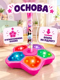 Дитячий мікрофон на регульованій стійці зі світловими ефектами для співу рожевий (37261588) - мініатюра 4