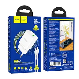 Блок — Адаптер мережевий HOCO Type-C to Type-C Cable Founder charger set N28 набір білий - мініатюра 5