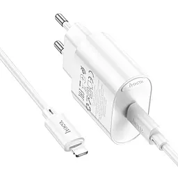 Мережевний зарядний пристрій Hoco C109A Fighter PD20W+QC3.0 1USB-A/1C + кабель Type-C to Lightning White - мініатюра 3