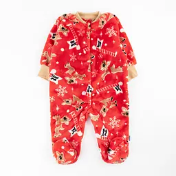 Новорічний теплий чоловічок для новонароджених Christmas Fawn зріст 68 см (3 - 6 місяців) Malena Червоний з принтом