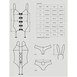 Еротичний костюм зайчика Obsessive Bunny suit 4 pcs costume pink L/XL - мініатюра 7