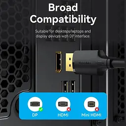 Кабель DisplayPort M - M 3.0м, V1.2, 4K 60 Гц 3D Dolby 7.1 Vention - мініатюра 5