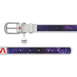 Нашийник для собак Waudog Design NASA21, шкіряний, з QR паспортом, XS, 21-29х1,2 см, білий - мініатюра 3