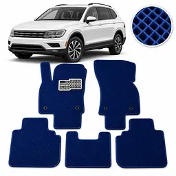 Килимки в салон EVA для Volkswagen Tiguan II USA Allspace 2015- з підп'ятником Сині 5 шт