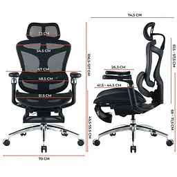 Офісне крісло Sihoo DORO C300 Pro Mesh Black with footrest (DORO-C300-PRO-M101-JT) - мініатюра 15