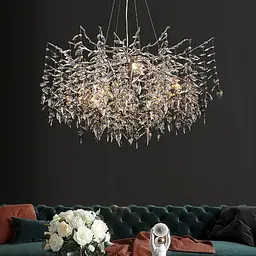 Вишукана срібна люстра DIAMINA з кришталевим камінням | Арт. 33007 CH | Line F