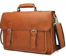 Шкіряний портфель матовий 14937 Vintage рудий - мініатюра 4