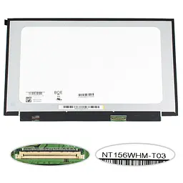 Матриця 15.6 NT156WHM-T03 touch 1366х768, 40pineDP, LED, SLIM без планок та вушок, глянець, роз'єм праворуч знизу для ноутбука