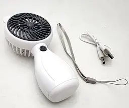 Вентилятор акумуляторний міні з ручкою USB діаметр 6см висота 13см Handy Mini Fan JX-998 білий - мініатюра 4