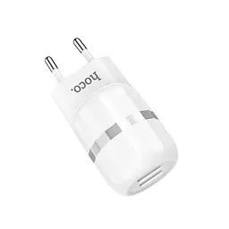 Адаптер мережевий Hoco Wisdom C41A зарядний на 2USB-виходи біле - мініатюра 4