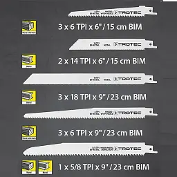 Набір пиляльних полотен для пили шабельної Trotec Wood/Metal Set 12 шт. (DAS302824) - мініатюра 5