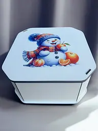 Новорічна коробка Подарункова коробка квадратна (ХДФ) 19x19x10 см. №14 - мініатюра 5
