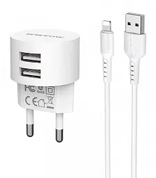 Зарядний комплект Borofone BA23A Brilliant 2 USB 2.4 A + кабель Lightning для айфон - мініатюра 2
