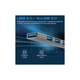 Концентратор Promate USB-C 4-in-1 порти Promate litehub-4.grey (litehub-4.grey) - мініатюра 3