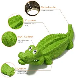 Іграшка для жування Derby Alligator з пищалкою, Зелений - мініатюра 4