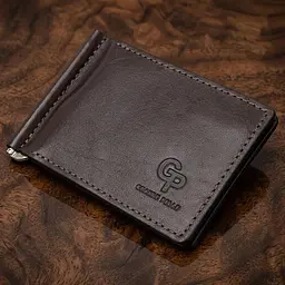 Шкіряний чоловічий затискач для грошей з монетницею Grande Pelle 11547 коричневий