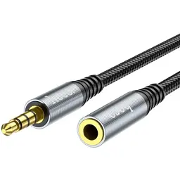 Кабель мультимедійний 3.5mm M to 3.5mm F 1.0m Gray HOCO (6931474762153) - мініатюра 2