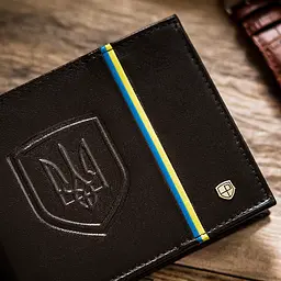 Портмоне чоловіче шкіряне Peterson 304UP чорне з гербом у коробці - мініатюра 4