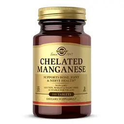 Вітаміни та мінерали Solgar Chelated Manganese, 100 таблеток