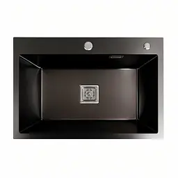 Кухонна мийка Platinum Handmade 65x45 (650x450x230 мм) PVD чорна HSB, Чорний