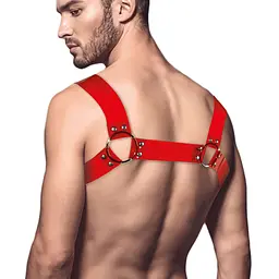 Чоловіча портупея на груди Feral Feelings - Bulldog Harness Red Trasparent - мініатюра 2