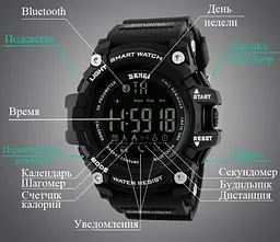 Спортивний годинник з Bluetooth Skmei 1227 (black) - мініатюра 6