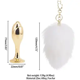 Металева анальна пробка Кролячий хвост Lockink Sevanda White Bunny-Tail Anal Rose-shape Plug - мініатюра 7