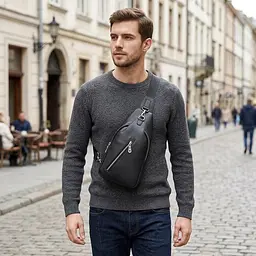 Сумка чоловіча флотар через плече 14973 Vintage чорна - мініатюра 2