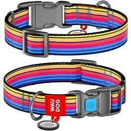 Нашийник для собак Waudog Nylon нейлоновий c QR паспортом, малюнок Лінія 1, пластиковий фастекс, S, Ш 15 мм, Дов 23-35 см