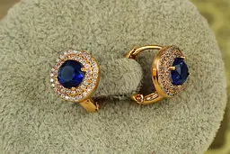 Сережки Xuping Jewelry велика мрія із синім каменем 1,3 см золотисті - мініатюра 2