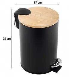 Відро для сміття Yoka Vini black bamboo 3л CH.VINI-BLK, Чорний матовий - мініатюра 4