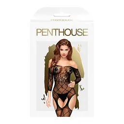 Бодістокінг із флористично-геометричним орнаментом Penthouse - Top-Notch Black S/M/L - мініатюра 3