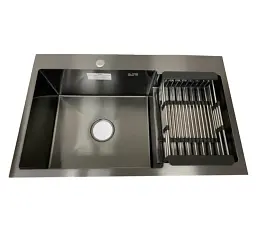 Мийка кухонна Kraft Handmade HS7848 AL ліва + кошик 780х480х230х3 мм Чорний 30412
