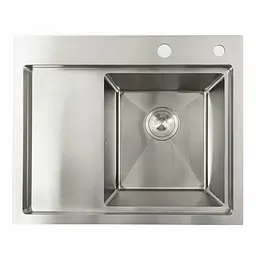 Кухонна мийка нержавійка 58x48 R Platinum Handmade (два отвори, круглий сифон 3,0/0,8), Нержавіюча сталь