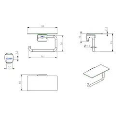 Тримач для туалетного паперу з полицею Koer AS-0112-07 графіт (KR6176) - мініатюра 2
