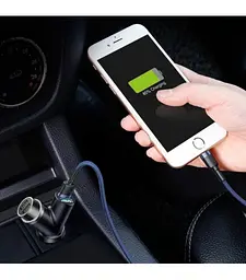 АЗУ Baseus Y type dual USB+cigarette lighter extended car charger 3.1 A CCALL-YX01 Black - мініатюра 5