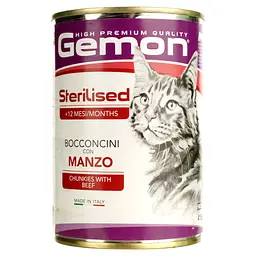 Вологий корм для дорослих котів Gemon Cat Wet Adult з яловичиною 415 г (70300704) - мініатюра 2