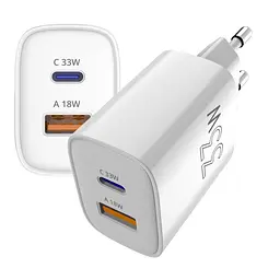 Мережевий зарядний пристрій Sigma mobile X-power 33W GaN, PD, QC (1xUSB-C + 1xUSB-A) Білий (PS33-01) - мініатюра 2