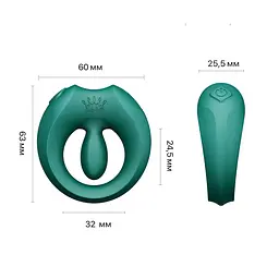Ерекційне смарт-віброкільце Zalo Apis Turquoise Green, до 4 годин роботи, зарядний кейс - мініатюра 4