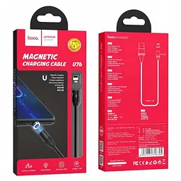 Магнітний кабель для заряджання телефону чорний Hoco U76 Fresh magnetic Lightning 1.2 м - мініатюра 6