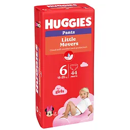 Підгузки-трусики для дівчаток Huggies Little Movers Pants 6 (15-25 кг) 44 шт. - мініатюра 2