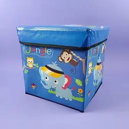 Коробка складна корзина для зберігання речей іграшок Stenson 31*31*31см R89687 синій слоник - мініатюра 3