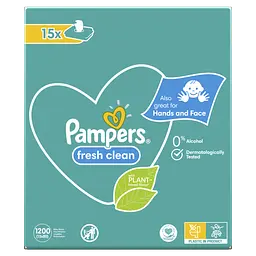 Уцінка. Набір дитячих вологих серветок Pampers Baby Fresh Clean, 1200 шт. (15 упаковок по 80 шт.) - мініатюра 6