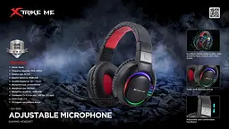 Дротова ігрова гарнітура Xtrike Me Gaming RGB Backlight GH-405, 2х3.5mm, USB, 2m, black - мініатюра 7