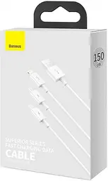 Кабель 3 в 1 Baseus Superior Series Fast Charging Data Cable USB to M + L + C 3.5A 1.5m White - мініатюра 2