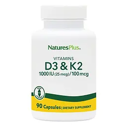Вітаміни та мінерали Natures Plus Vitamins D3 + K2, 90 капсул