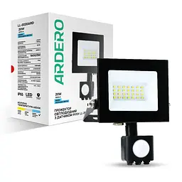 Світлодіодний прожектор Ardero LL-2020ARD 20Вт 6500K з датчиком руху чорний
