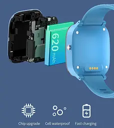 Годинник телефон для дітей Lemfo HW16 з GPS трекером, 4G LTE, SIM-картою, відеодзвінком, камерою, прослуховуванням, геолокацією, Wi-Fi та кнопкою SOS Синій - мініатюра 9