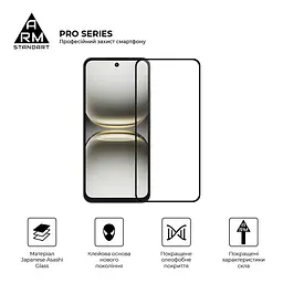 Захисне скло на TECNO Spark 40C 4G з олеофобним покриттям, Pro, повне проклеювання, антистатичний і пиловідштовхуючий шар, 9H, самоклеючеся, 2.5D, на весь екран, антистатичний клей, ArmorStandart (ARM87298) - мініатюра 2