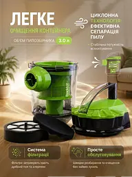 Пилосос вакуумний 4200Вт, пилосос з фільтром НЕРА, пилосос без мішка з контейнером з турбощіткой 3л, Зелений - мініатюра 5